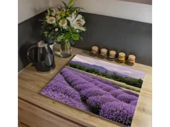 Hot Banjado Herdabdeckplatte Glas 1 Teilig 60x52CM Schneidebrett Herdabdeckung Mit Motiv Lavendel 1