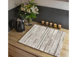Banjado Herde<Herdabdeckplatte Glas 2 Teilig Je 30x52CM Schneidebrett Herdabdeckung Mit Motiv Weißes Holz