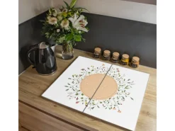 Banjado Herde|Kochfelder<Herdabdeckplatte Glas 2 Teilig Je 30x52CM Schneidebrett Herdabdeckung Mit Motiv Hibiskus Kreis