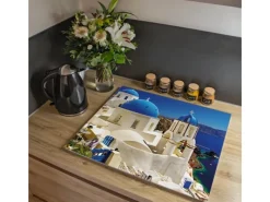 Banjado Herdabdeckplatte Glas 1 Teilig 60x52CM Schneidebrett Herdabdeckung Mit Motiv Griechenland< Schneidebretter|Herde