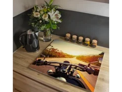 Online Banjado Herdabdeckplatte Glas 1 Teilig 60x52CM Schneidebrett Herdabdeckung Mit Motiv Easy Rider
