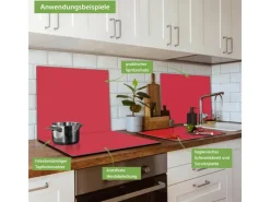 Hot Banjado Herdabdeckplatte Glas 1 Teilig 60x52CM Schneidebrett Herdabdeckung Mit Motiv Feuerrot