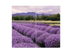 Banjado Schneidebretter|Herdabdeckungen<Herdabdeckplatte Glas 2 Teilig Je 30x52CM Schneidebrett Herdabdeckung Mit Motiv Lavendel 1