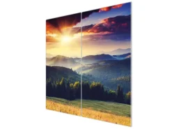 Banjado Schneidebretter|Herdabdeckungen<Herdabdeckplatte Glas 2 Teilig Je 30x52CM Schneidebrett Herdabdeckung Mit Motiv Karpaten Sonnenuntergang