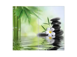 Banjado Herdabdeckplatte Glas 2 Teilig Je 30x52CM Schneidebrett Herdabdeckung Mit Motiv Steine & Relax 6