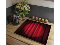 Banjado Herdabdeckplatte Glas 2 Teilig Je 30x52CM Schneidebrett Herdabdeckung Mit Motiv Roter Vorhang< Schneidebretter|Herdabdeckungen