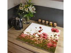 Hot Banjado Herdabdeckplatte Glas 1 Teilig 60x52CM Schneidebrett Herdabdeckung Mit Motiv Schmuckkörbchen
