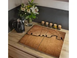 Banjado Herdabdeckplatte Glas 2 Teilig Je 30x52CM Schneidebrett Herdabdeckung Mit Motiv Holz< Schneidebretter|Herdabdeckungen