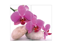 Banjado Herdabdeckplatte Glas 2 Teilig Je 30x52CM Schneidebrett Herdabdeckung Mit Motiv Orchidee< Schneidebretter|Herdabdeckungen