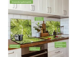 Banjado Herdabdeckplatte Glas 1 Teilig 60x52CM Schneidebrett Herdabdeckung Mit Motiv Zwischen Bäumen< Schneidebretter|Herdabdeckungen