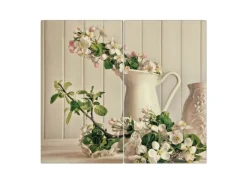 Banjado Herdabdeckplatte Glas 2 Teilig Je 30x52CM Schneidebrett Herdabdeckung Mit Motiv Stillleben Kirschblüten< Schneidebretter|Herdabdeckungen