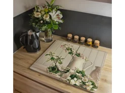 Banjado Herdabdeckplatte Glas 2 Teilig Je 30x52CM Schneidebrett Herdabdeckung Mit Motiv Stillleben Kirschblüten< Schneidebretter|Herdabdeckungen