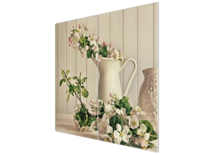 Banjado Herdabdeckplatte Glas 2 Teilig Je 30x52CM Schneidebrett Herdabdeckung Mit Motiv Stillleben Kirschblüten< Schneidebretter|Herdabdeckungen