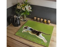 Banjado Herdabdeckungen|Kochfelder<Herdabdeckplatte Glas 1 Teilig 60x52CM Schneidebrett Herdabdeckung Mit Motiv Jagende Katze