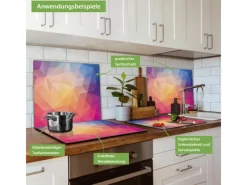 Banjado Schneidebretter|Herdabdeckungen<Herdabdeckplatte Glas 1 Teilig 60x52CM Schneidebrett Herdabdeckung Mit Motiv Bunte Kristalle
