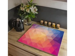 Banjado Schneidebretter|Herdabdeckungen<Herdabdeckplatte Glas 1 Teilig 60x52CM Schneidebrett Herdabdeckung Mit Motiv Bunte Kristalle