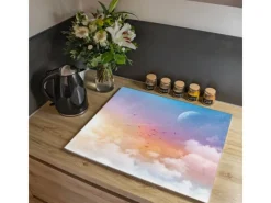 Banjado Schneidebretter|Herde<Herdabdeckplatte Glas 1 Teilig 60x52CM Schneidebrett Herdabdeckung Mit Motiv Vögel Am Himmel