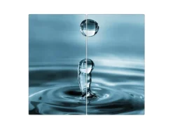 Banjado Herdabdeckplatte Glas 2 Teilig Je 30x52CM Schneidebrett Herdabdeckung Mit Motiv Wassertropfen< Schneidebretter|Herdabdeckungen