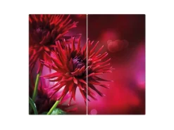 Banjado Herdabdeckplatte Glas 2 Teilig Je 30x52CM Schneidebrett Herdabdeckung Mit Motiv Rote Dahlien< Schneidebretter|Herde