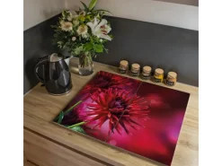 Banjado Herdabdeckplatte Glas 2 Teilig Je 30x52CM Schneidebrett Herdabdeckung Mit Motiv Rote Dahlien< Schneidebretter|Herde
