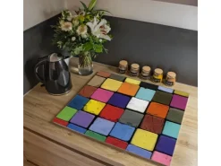 Hot Banjado Herdabdeckplatte Glas 1 Teilig 60x52CM Schneidebrett Herdabdeckung Mit Motiv Bunte Kreide