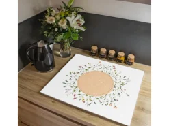 Banjado Herdabdeckplatte Glas 1 Teilig 60x52CM Schneidebrett Herdabdeckung Mit Motiv Hibiskus Kreis< Schneidebretter|Herdabdeckungen