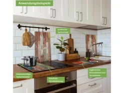 Banjado Herdabdeckplatte Glas 2 Teilig Je 30x52CM Schneidebrett Herdabdeckung Mit Motiv Buntes Holz< Schneidebretter|Kochfelder