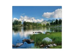 Banjado Herdabdeckplatte Glas 1 Teilig 60x52CM Schneidebrett Herdabdeckung Mit Motiv Gebirgssee< Herde|Kochfelder