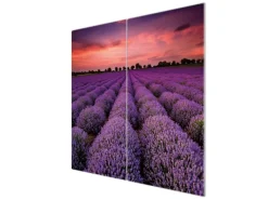Banjado Herdabdeckplatte Glas 2 Teilig Je 30x52CM Schneidebrett Herdabdeckung Mit Motiv Lavendelfeld
