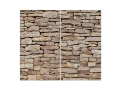 Banjado Schneidebretter|Herdabdeckungen<Herdabdeckplatte Glas 2 Teilig Je 30x52CM Schneidebrett Herdabdeckung Mit Motiv Stadtmauer
