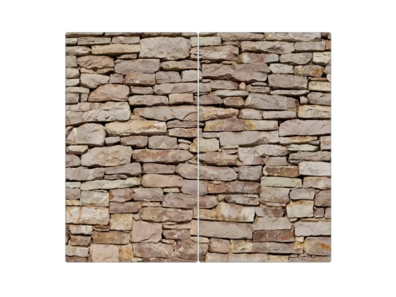 Banjado Schneidebretter|Herdabdeckungen<Herdabdeckplatte Glas 2 Teilig Je 30x52CM Schneidebrett Herdabdeckung Mit Motiv Stadtmauer
