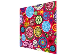 Banjado Herdabdeckplatte Glas 1 Teilig 60x52CM Schneidebrett Herdabdeckung Mit Motiv Retro Kreise