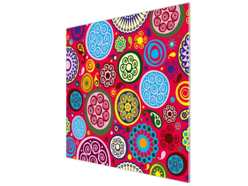 Banjado Herdabdeckplatte Glas 1 Teilig 60x52CM Schneidebrett Herdabdeckung Mit Motiv Retro Kreise