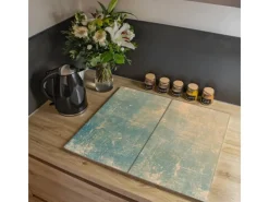 Banjado Herde|Kochfelder<Herdabdeckplatte Glas 2 Teilig Je 30x52CM Schneidebrett Herdabdeckung Mit Motiv Patina Grün