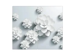 Banjado Herdabdeckplatte Glas 2 Teilig Je 30x52CM Schneidebrett Herdabdeckung Mit Motiv Papier Lotus< Herde|Kochfelder