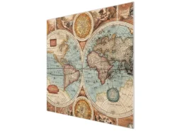 Outlet Banjado Herdabdeckplatte Glas 1 Teilig 60x52CM Schneidebrett Herdabdeckung Mit Motiv Historische Weltkarte