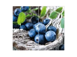 Banjado Herdabdeckungen|Schneidebretter<Herdabdeckplatte Glas 2 Teilig Je 30x52CM Schneidebrett Herdabdeckung Mit Motiv Blaubeeren