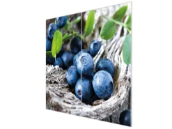 Banjado Herdabdeckungen|Schneidebretter<Herdabdeckplatte Glas 2 Teilig Je 30x52CM Schneidebrett Herdabdeckung Mit Motiv Blaubeeren