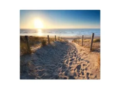 Banjado Herdabdeckplatte Glas 1 Teilig 60x52CM Schneidebrett Herdabdeckung Mit Motiv Nordseestrand< Schneidebretter|Herdabdeckungen