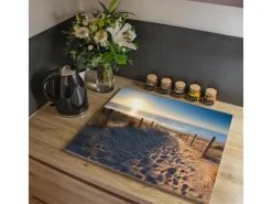 Banjado Herdabdeckplatte Glas 1 Teilig 60x52CM Schneidebrett Herdabdeckung Mit Motiv Nordseestrand< Schneidebretter|Herdabdeckungen