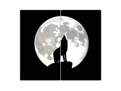 Banjado Herde|Kochfelder<Herdabdeckplatte Glas 2 Teilig Je 30x52CM Schneidebrett Herdabdeckung Mit Motiv Heulender Wolf Sw