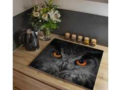 Banjado Schneidebretter|Herdabdeckungen<Herdabdeckplatte Glas 2 Teilig Je 30x52CM Schneidebrett Herdabdeckung Mit Motiv Uhu