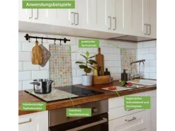 Online Banjado Herdabdeckplatte Glas 2 Teilig Je 30x52CM Schneidebrett Herdabdeckung Mit Motiv Grüne Fliesen