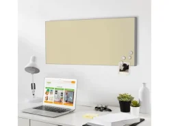 Banjado Magnettafel 78x37cm Magnetwand  Silber Aus Metall Magnetpinnwand Pinnwand Inkl. 4 Magnete Motiv Beige