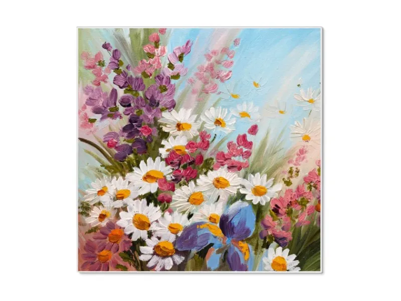 Banjado Küchen-Ordnungssysteme<Magnettafel 50x50cm Magnetwand Weiß Aus Metall Magnetpinnwand Pinnwand Inkl. 4 Magnete Motiv Sommerstrauss