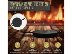 BBQ#BOSS Bratpfanne Gusseisen 31cm Gusseisenpfanne mit Doppelgriff und Ausgießer< Pfannen|Herde