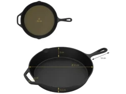 BBQ#BOSS Bratpfanne Gusseisen 31cm Gusseisenpfanne mit Doppelgriff und Ausgießer< Pfannen|Herde