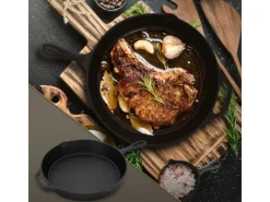 BBQ#BOSS Bratpfanne Gusseisen 31cm Gusseisenpfanne mit Doppelgriff und Ausgießer< Pfannen|Herde