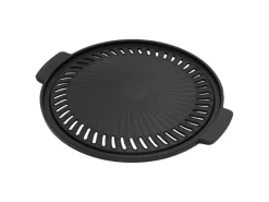 BBQ#BOSS Grillplatte aus Gusseisen 32 cm Runde Gusspfanne Gerippte Bratpfanne< Pfannen