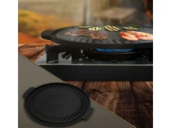 BBQ#BOSS Grillplatte aus Gusseisen 32 cm Runde Gusspfanne Gerippte Bratpfanne< Pfannen